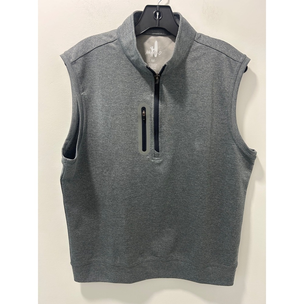 Johnnie-O Mens Gray Performance Quarter Zip Golf Vest Size M Heathered Charcoal